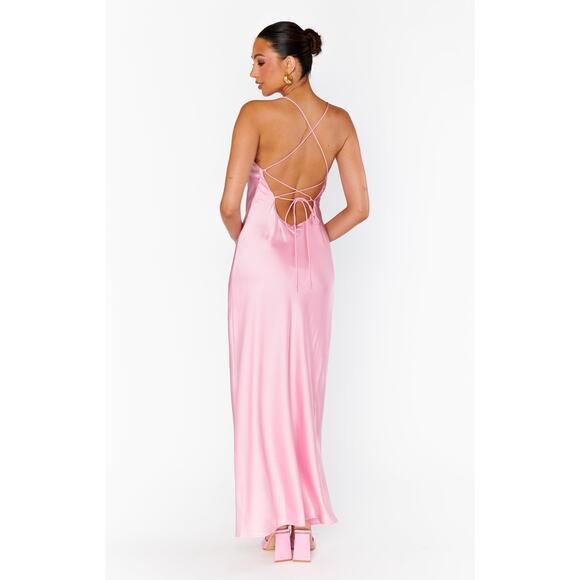Show Me Your Mumu Dani Slip Dress in Light Pink Luxe Satin XS - Picture 9 of 9